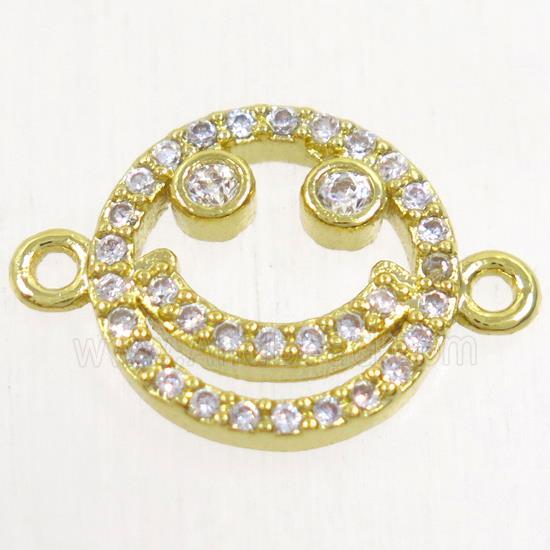 copper Emoji connector paved zircon, gold plated