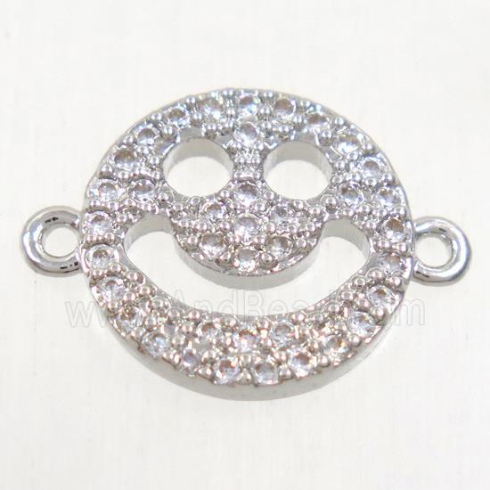 copper Emoji connector paved zircon, platinum plated