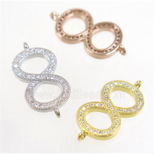 copper infinity connector paved zircon, mix color
