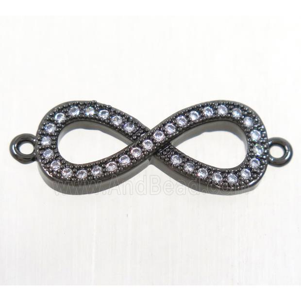 copper infinity connector paved zircon, black plated