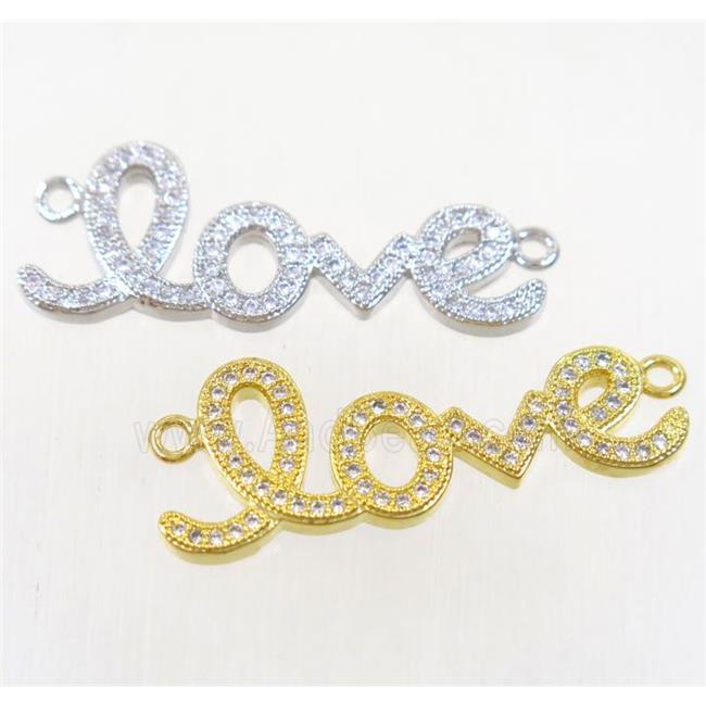 copper LOVE connector paved zircon, mix color
