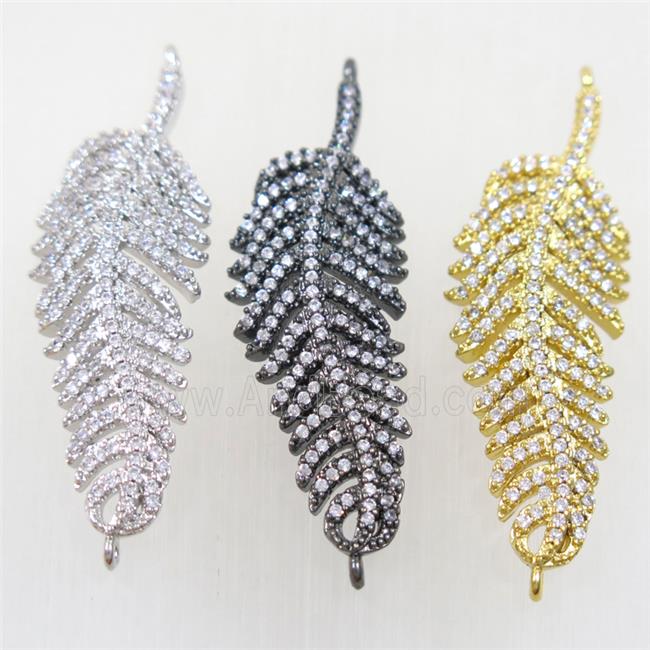 copper feather connector paved zircon, mix color