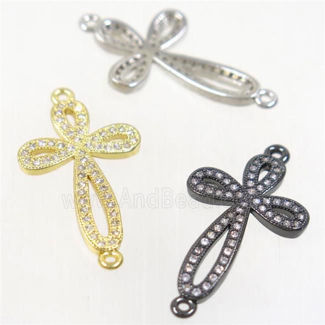 copper cross connector paved zircon, mix color