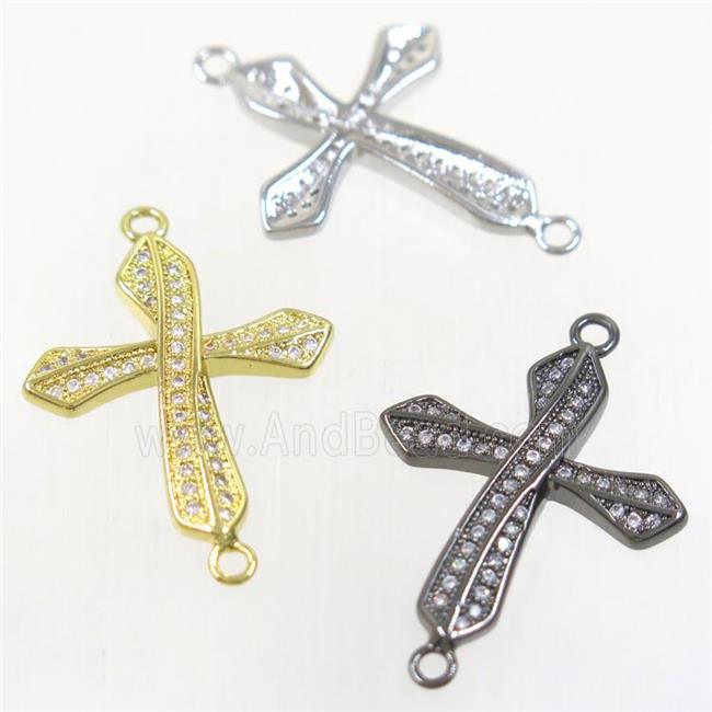 copper cross connector paved zircon, mix color