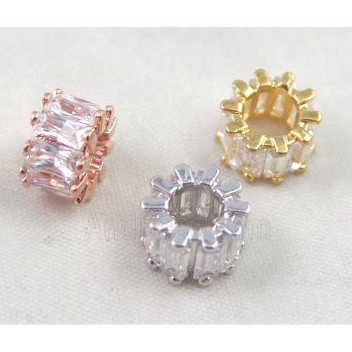 copper spacer bead paved zircon, mixed color