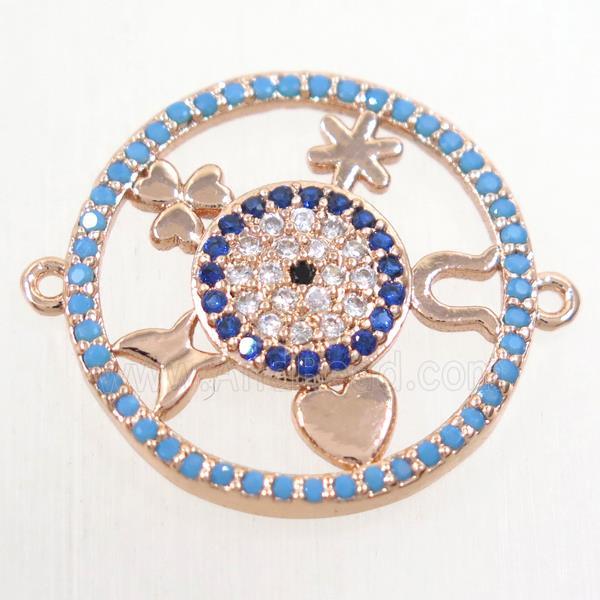copper circle connector paved zircon, rose gold