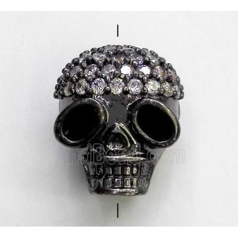 copper spacer bead paved zircon, skull