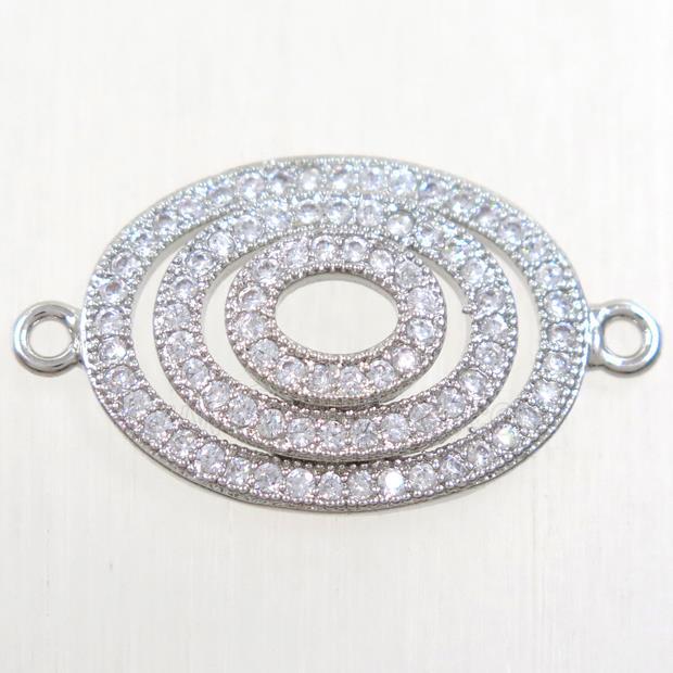 copper rebirth connector paved zircon, platinum plated