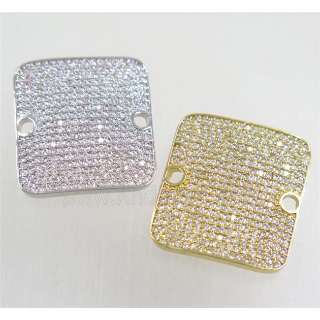 copper square connector paved zircon, mix color