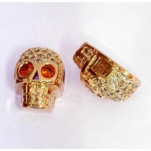 copper spacer bead paved zircon, skull