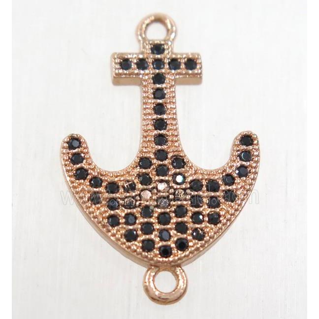 copper anchor connector paved zircon, rose gold