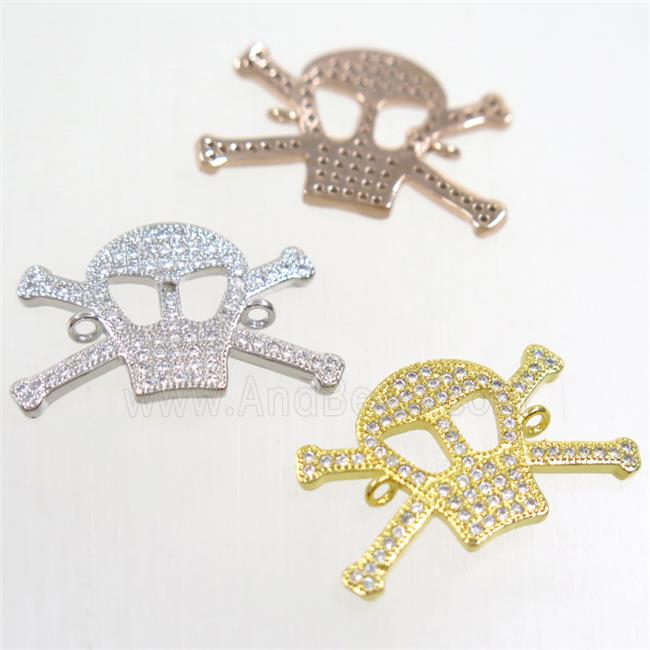 copper skull connector paved zircon, mix color