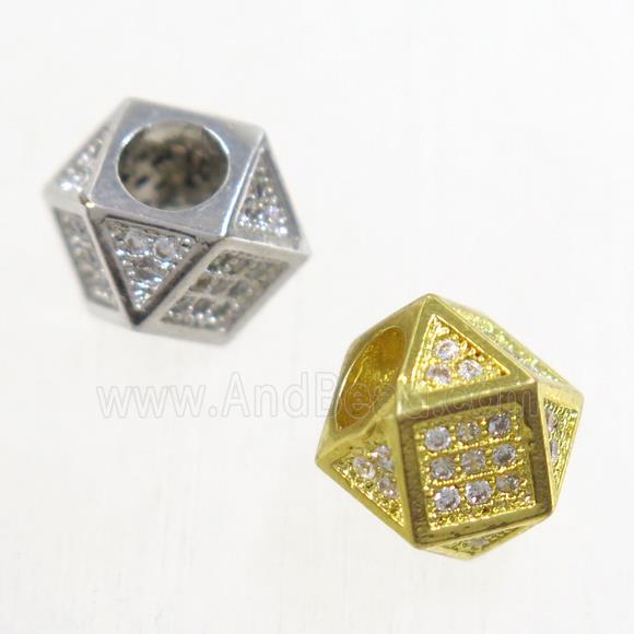copper beads paved zircon, cube, mix color