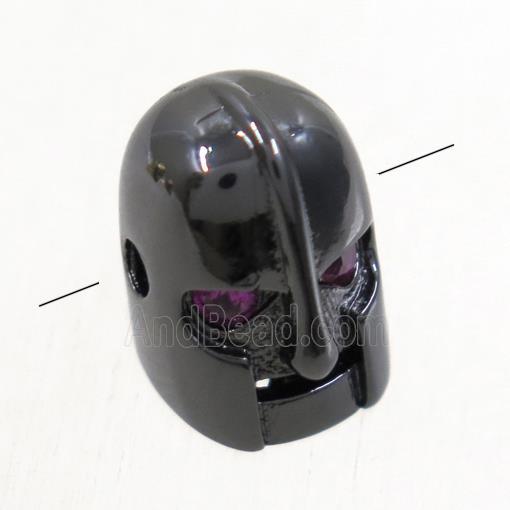copper helmet beads paved zircon, black plated
