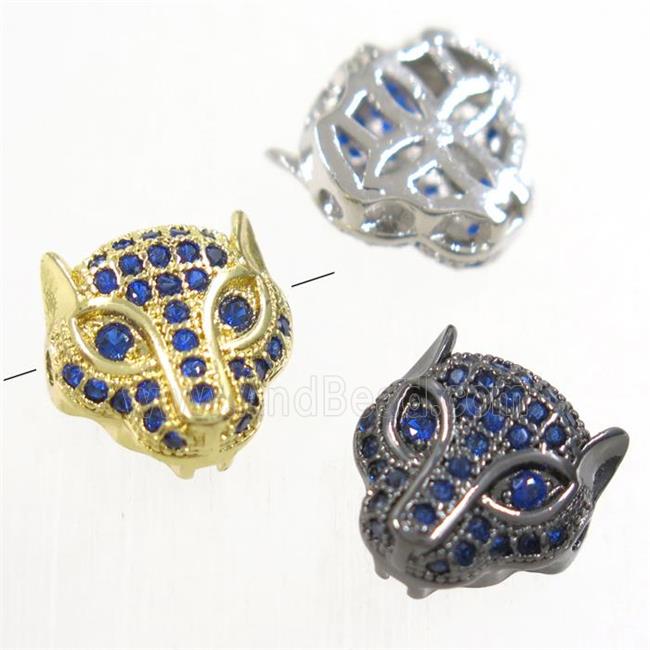 copper pantherhead beads paved blue zircon, mix color
