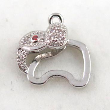 copper pendant paved zircon, platinum plated