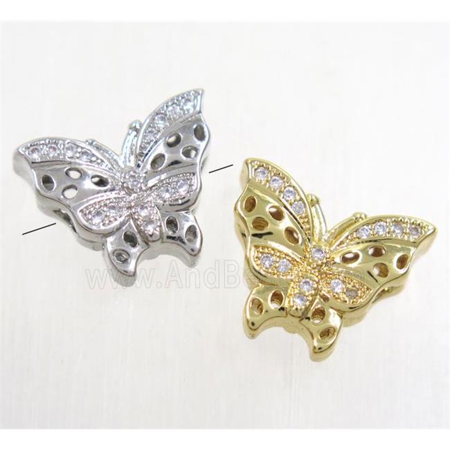 copper butterfly beads paved zircon, mix color