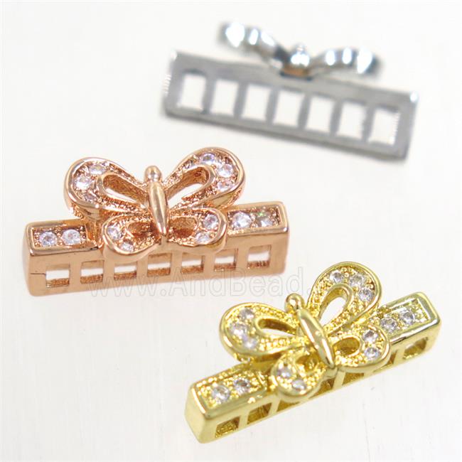 copper stick bead paved zircon with butterfly, mix color