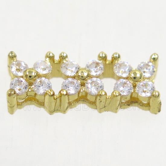 copper bead paved zircon, gold plated