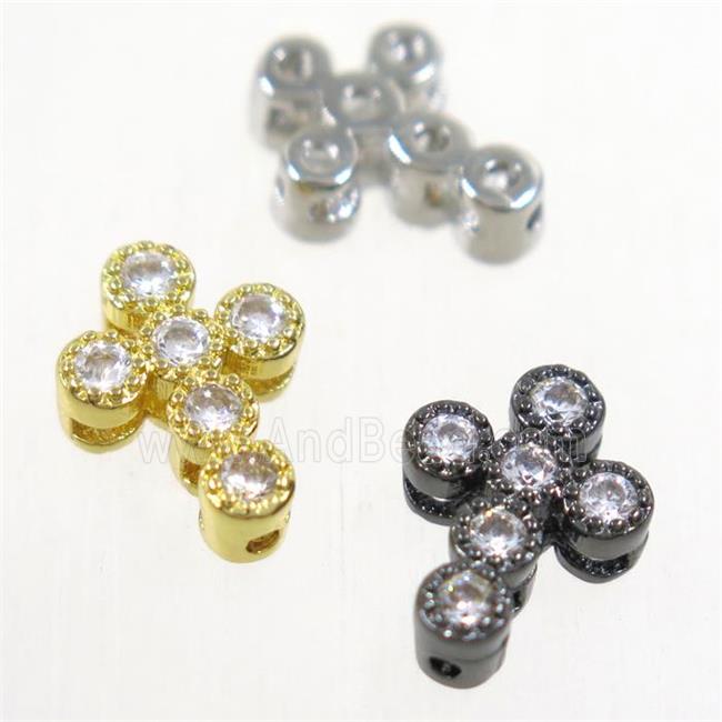 copper cross beads paved zircon, mix color