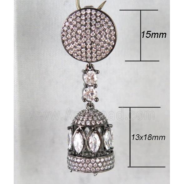 copper pendant paved zircon, black