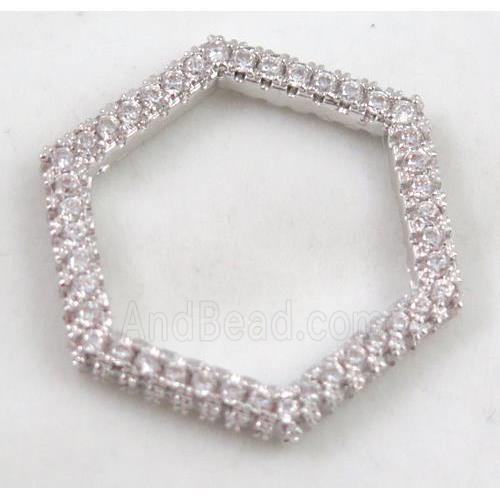copper ring paved zircon, platinum plated