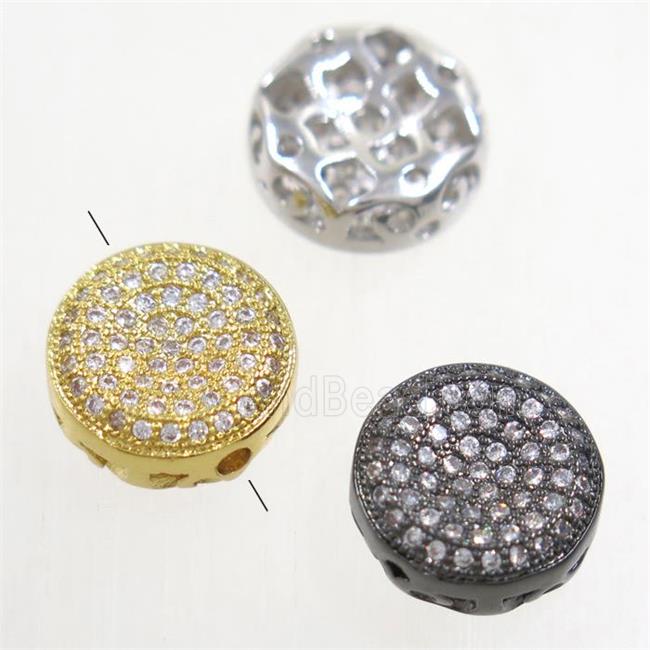 copper button beads paved zircon, mix color
