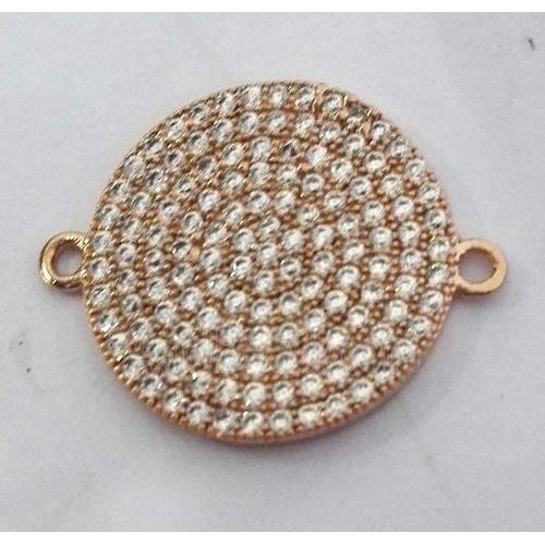 copper connector paved zircon, curving, rose gold