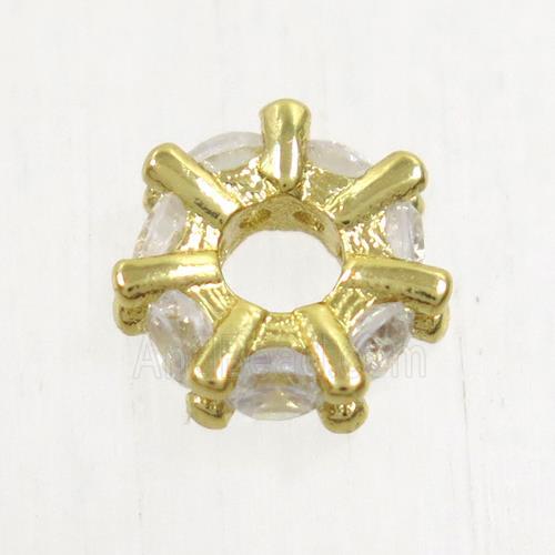 copper beads paved zircon, gold plated