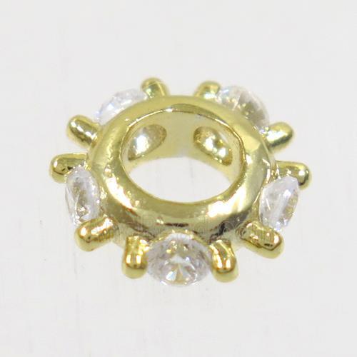 copper beads paved zircon, gold plated