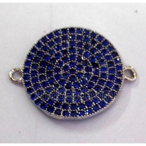 copper connector paved zircon, curving, platinum plated