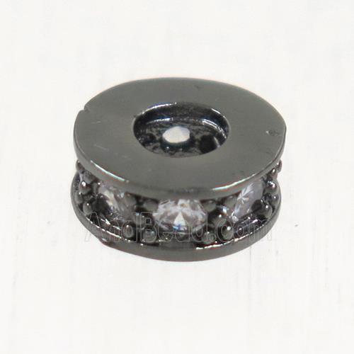 copper heishi beads paved zircon, black plated