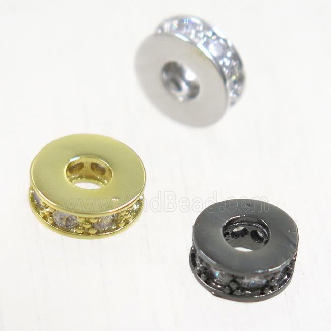 copper heishi spacer beads paved zircon, mix color