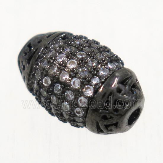 copper rice beads paved zircon, black plated
