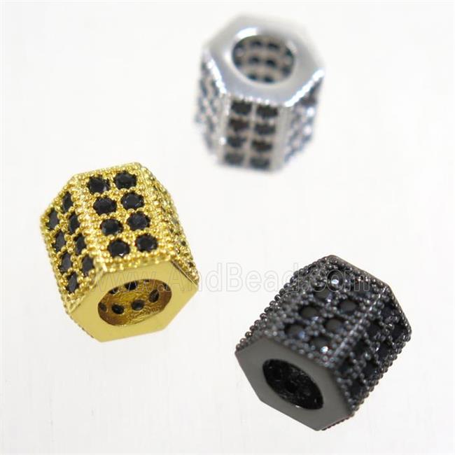 European style copper tube beads paved zircon, mix color