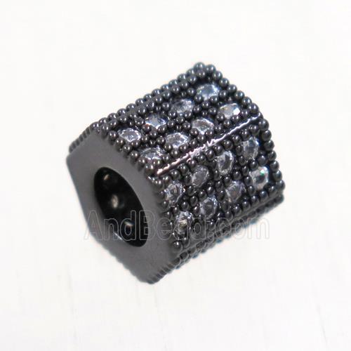 European style copper tube beads paved zircon, black plated