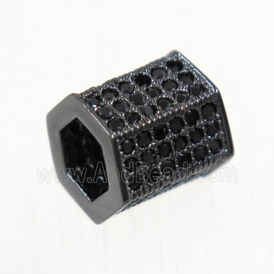European style copper tube beads paved zircon, black plated