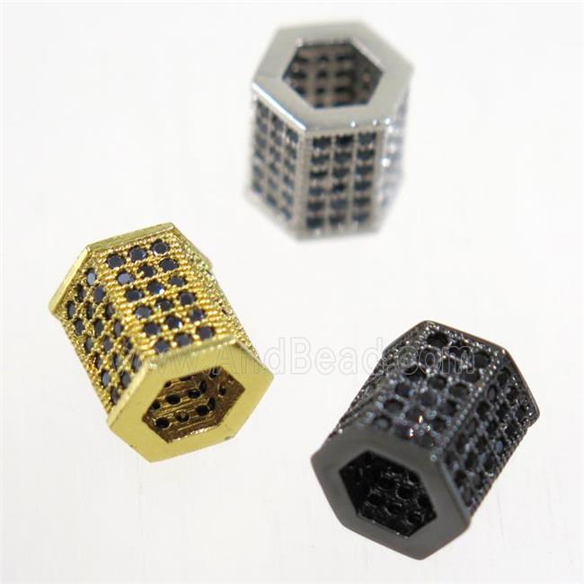 European style copper tube beads paved zircon, mix color