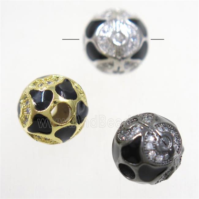 round copper beads paved zircon, mix color