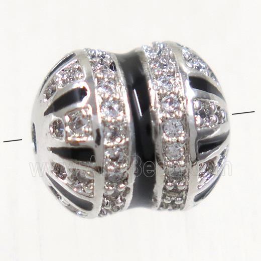 copper cucurbit beads paved zircon, platinum plated