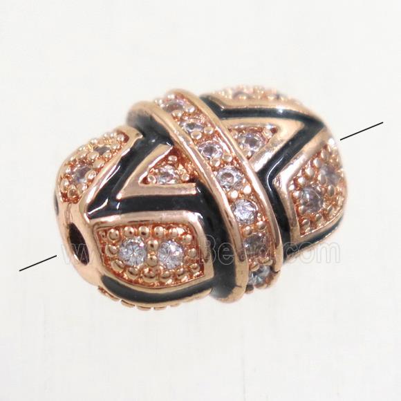 copper bead paved zircon, rose gold