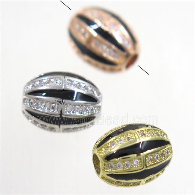 copper oval beads paved zircon, mix color