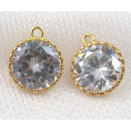 Cubic Zircon circle pendant, gold plated