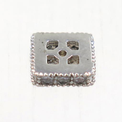 copper square beads paved zircon, platinum plated