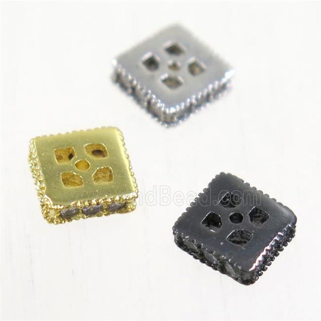 copper square beads paved zircon, mix color