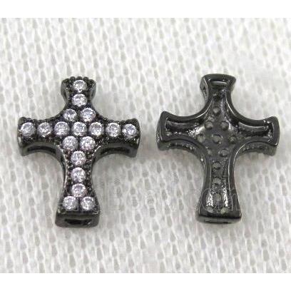copper spacer bead paved zircon, cross