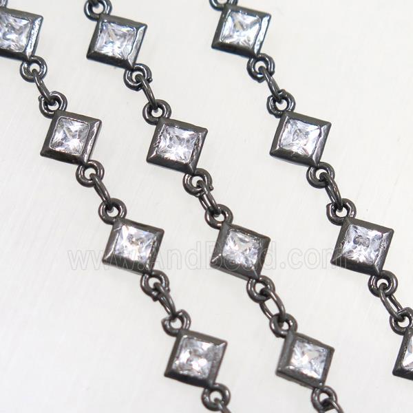 copper chain paved zircon, black
