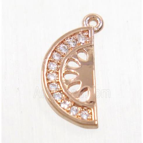 copper watermelon pendant paved zircon, rose gold