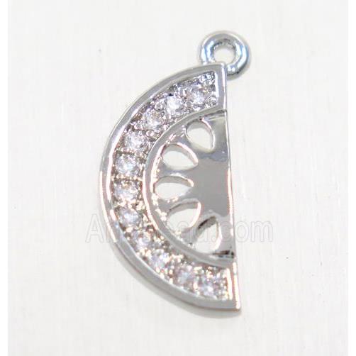 copper watermelon pendant paved zircon, platinum plated