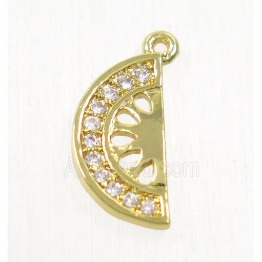 copper watermelon pendant paved zircon, gold plated